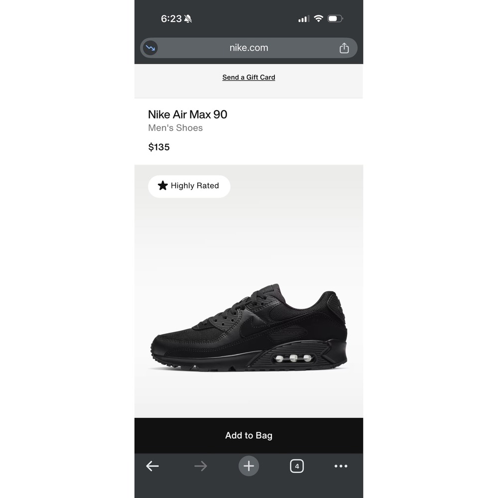 Nike Air Max 90 Triple Black CN8490-003 Mens Running Shoes Sneakers - Picture 9 of 9